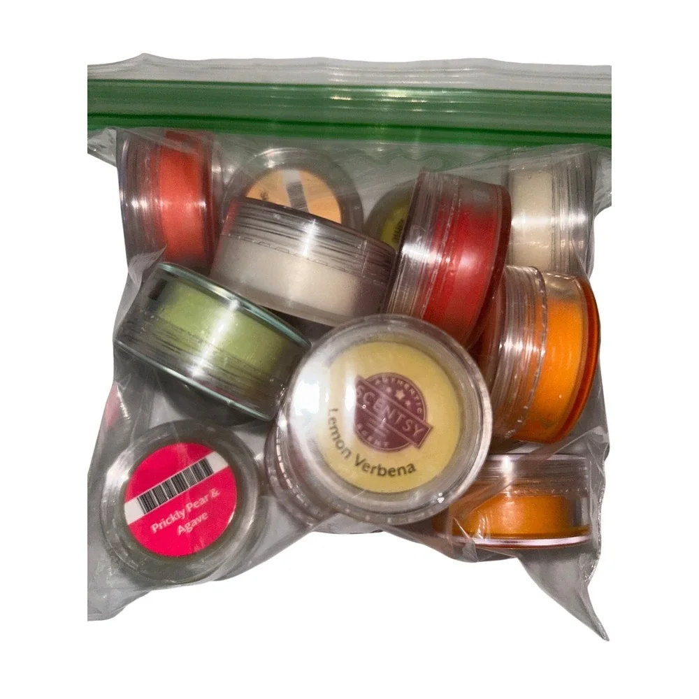 Scentsy Wax Tester Jar Lot Assorted Scents Lemon Verbena Winterberry Apple Tea